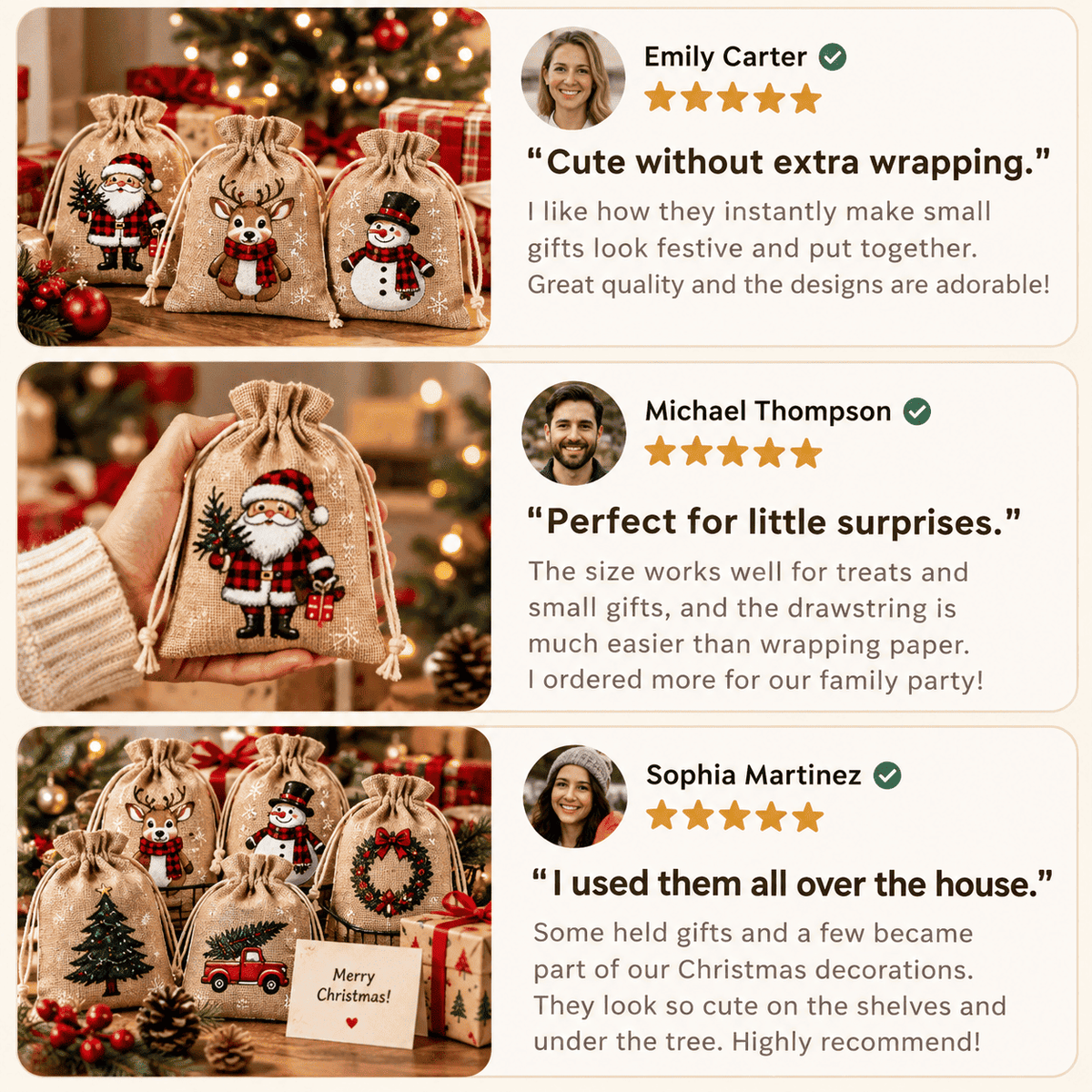 Christmas Drawstring Gift Bags