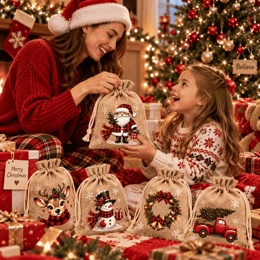 Christmas Drawstring Gift Bags