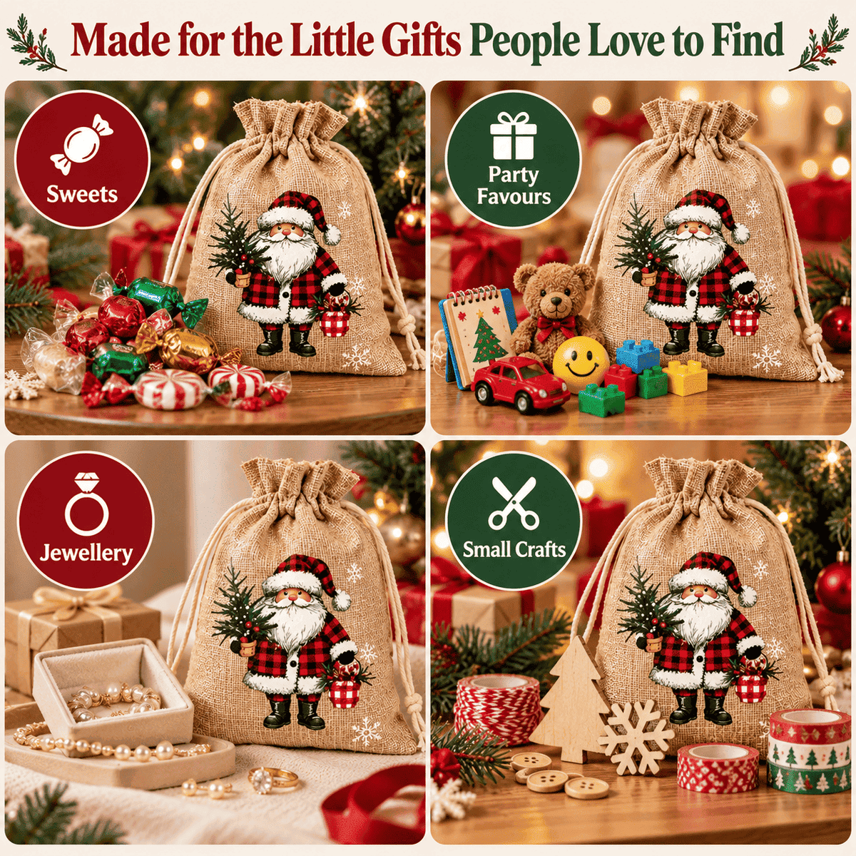 Christmas Drawstring Gift Bags