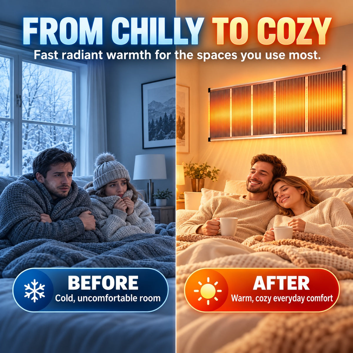 🔥3-Second Rapid Heating Honeycomb Graphene Far-Infrared Ceramic Wall Heater – Low Noise & Energy Efficient Indoor Wall Mount Heater