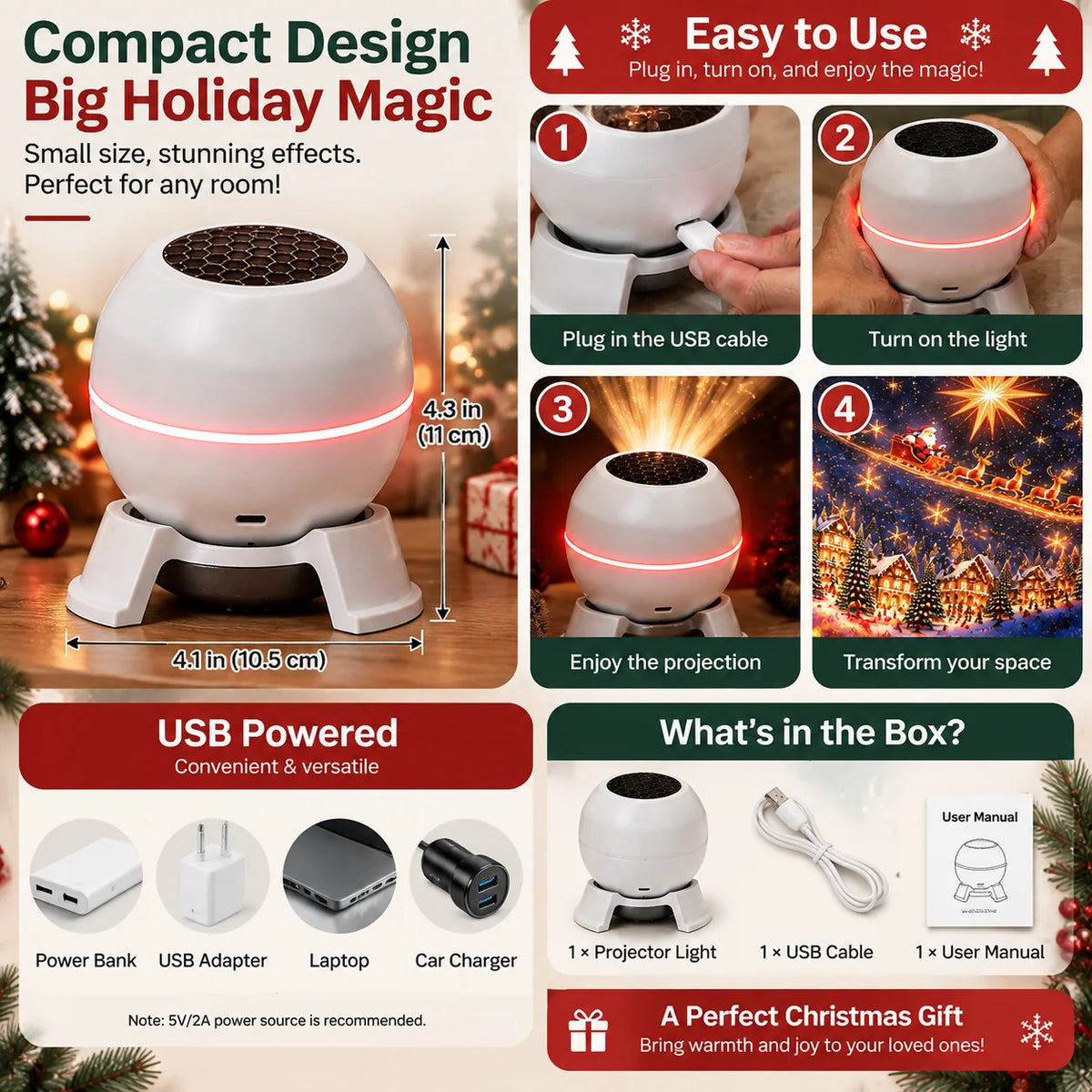 Holiday Projection Night Light