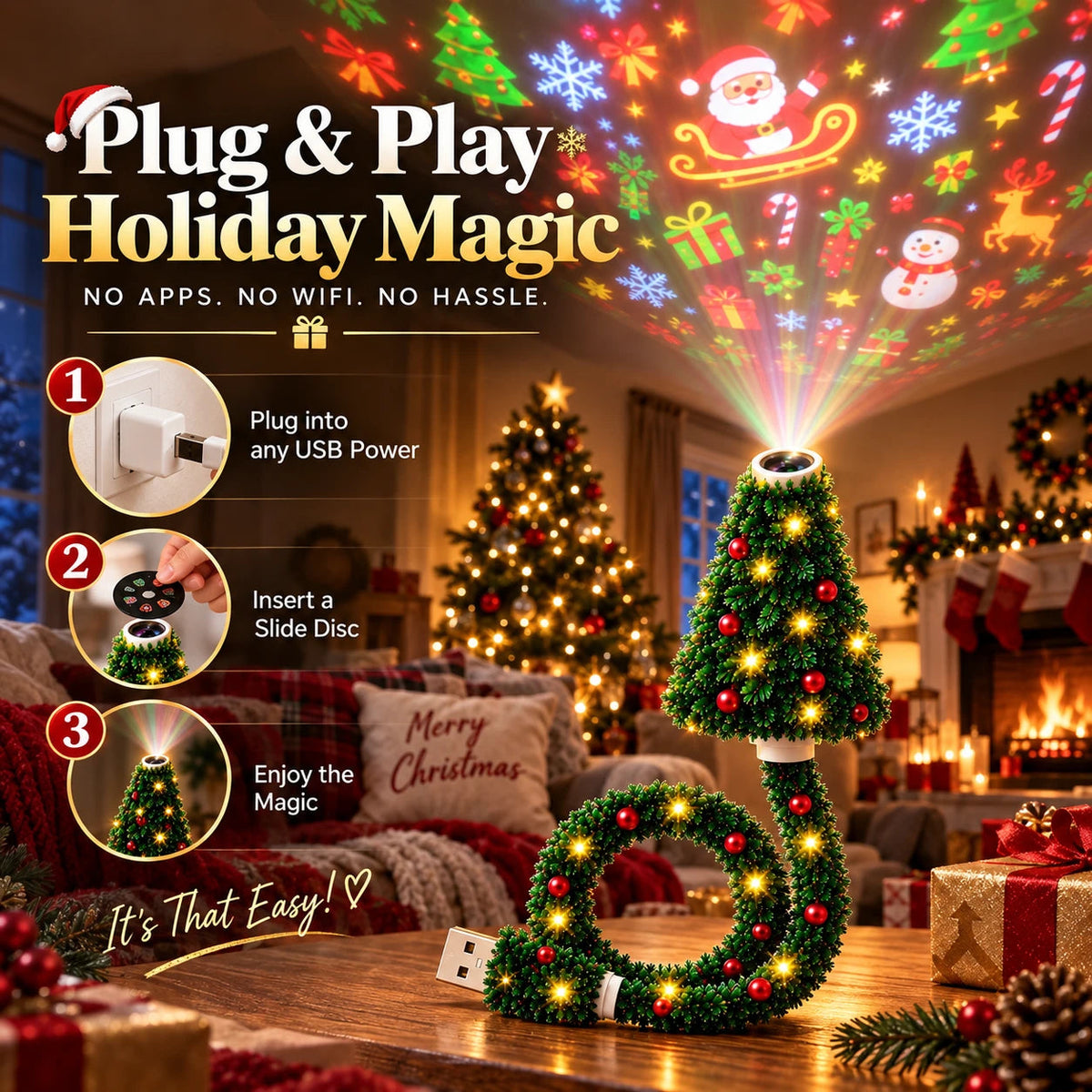 USB Christmas Projection Lamp