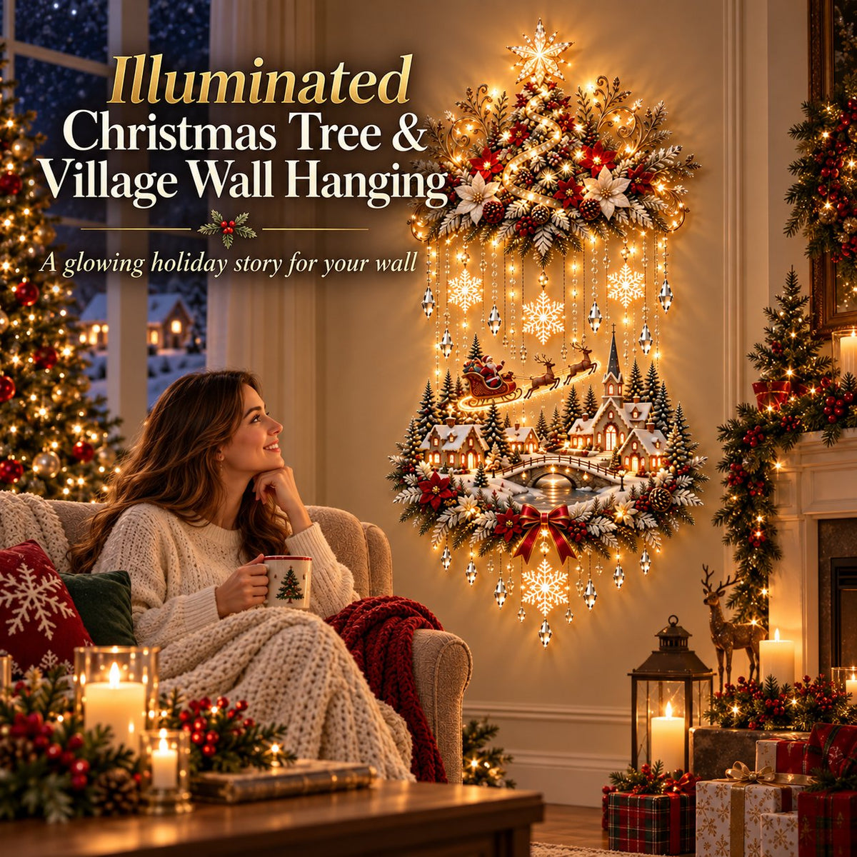 Christmas Tree & Village Wall Hanging