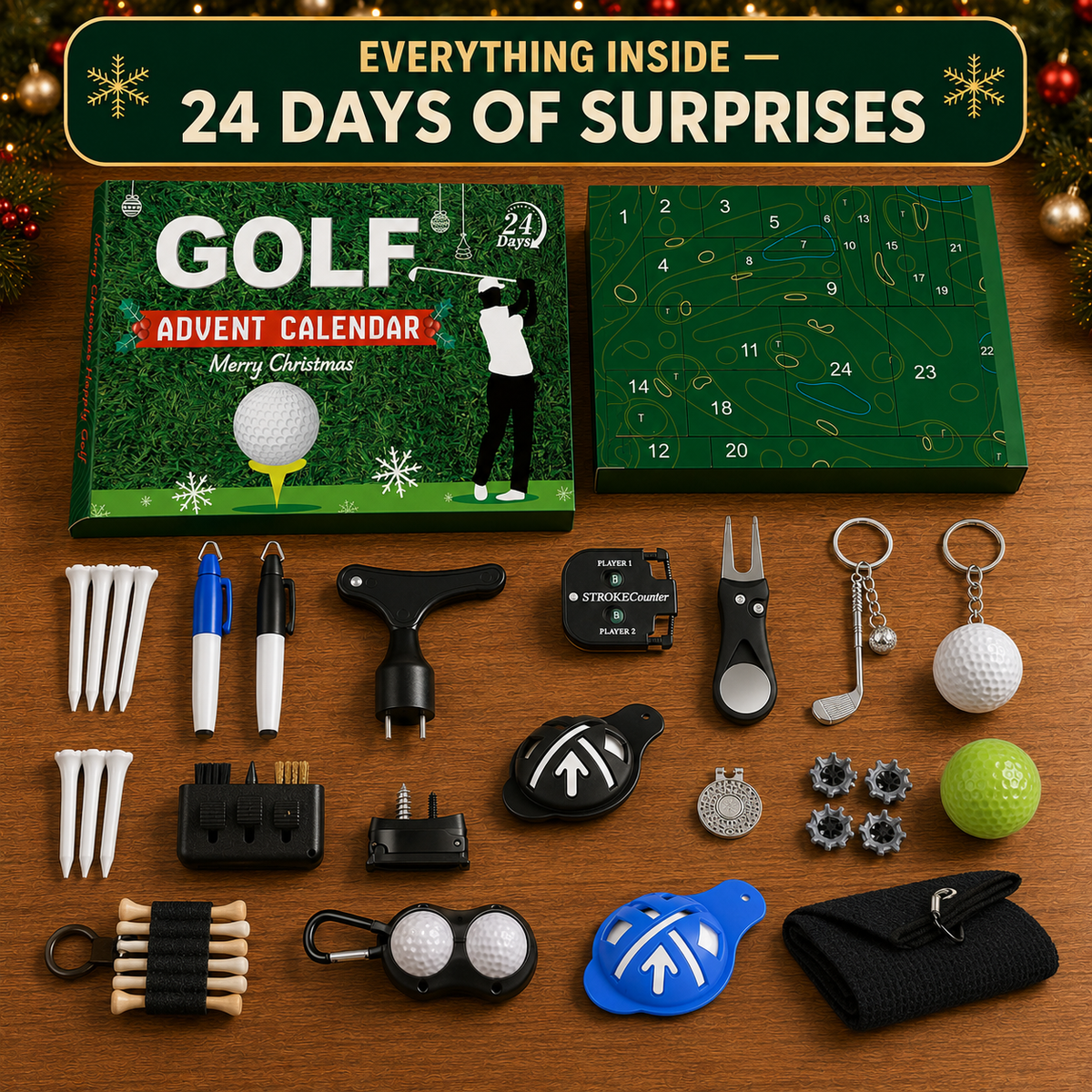 🔥 LAST DAY 49% OFF 🔥 2026 Golf Advent Calendar - 24-Day Christmas Countdown with Golf Accessories, Ideal Gift for Him ⛳🎄