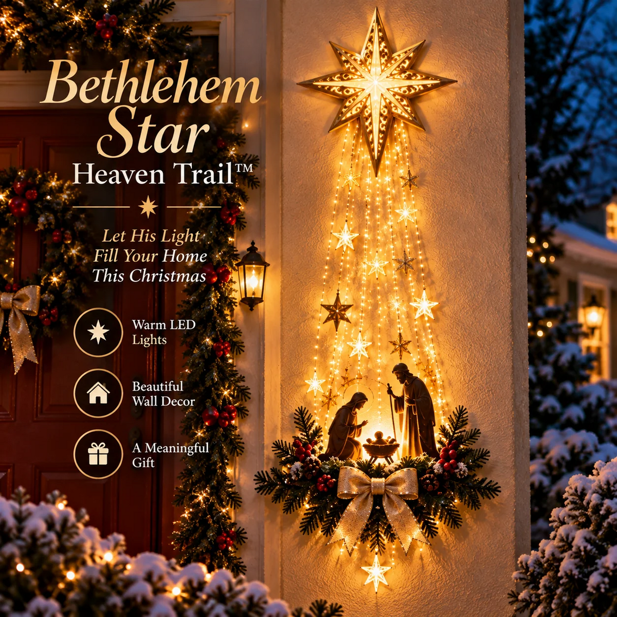 Bethlehem Star of Faith lighted Nativity wall decor